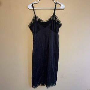 Bari vintage black lace slip dress. Union made in the USA size 38 whimsy goth